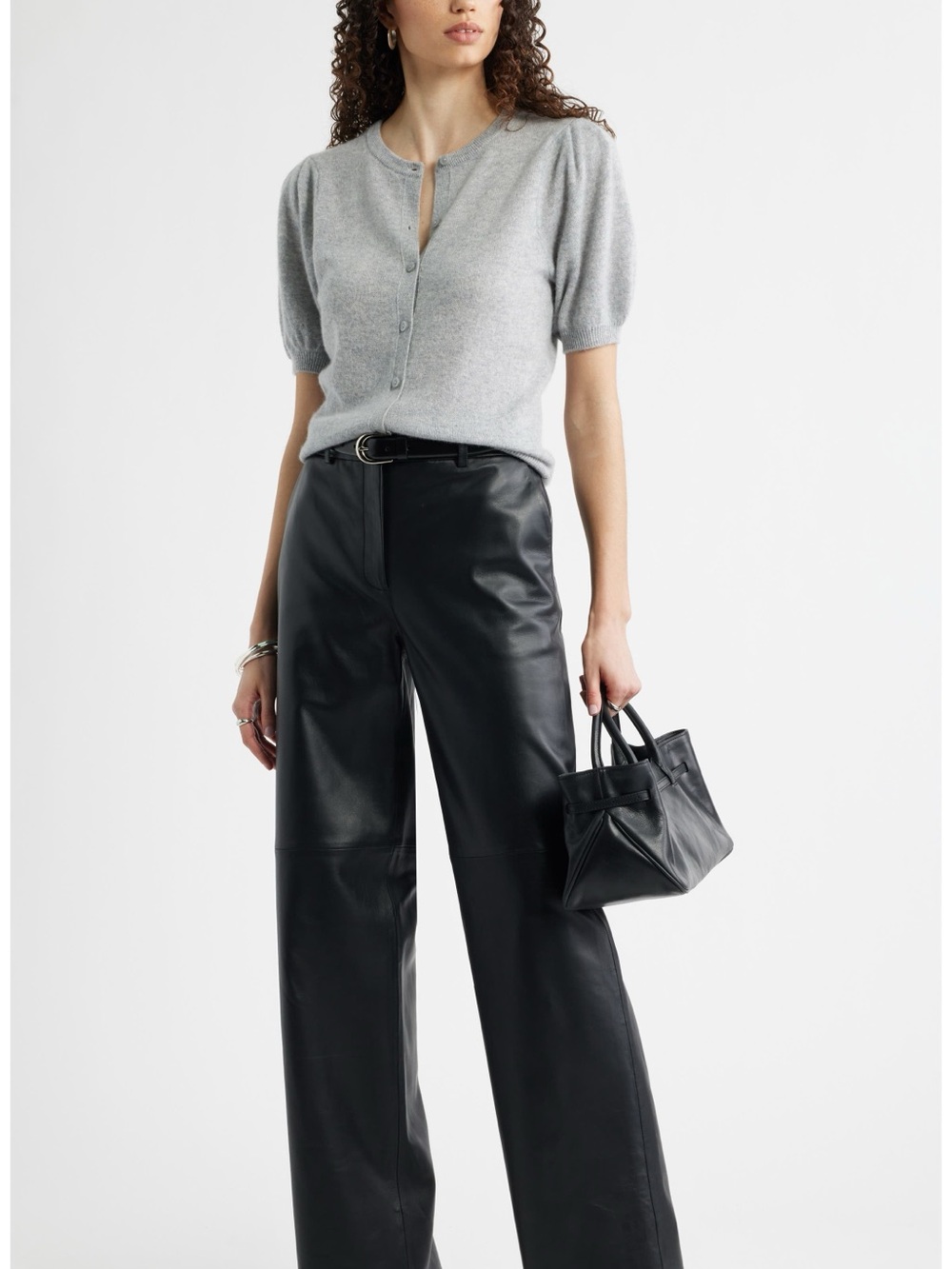 Nordstrom Puff Sleeve 100% Cashmere Cardigan in Grey Silk Heather
